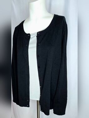 Talbots Black Pima Cotton‎ Blend Cardigan Sweater NWOT 1X